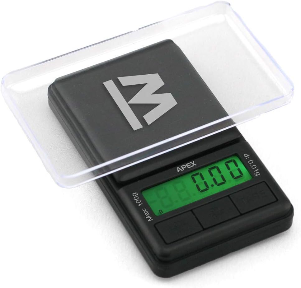 APEX Digital Mini Scale - (100g x 0.01g - Black) - Digital Travel Scale - Mini Digital Scale - Small Pocket Size Scale - Traveling Scales Digital Weight - Travel Digital Kitchen Scale