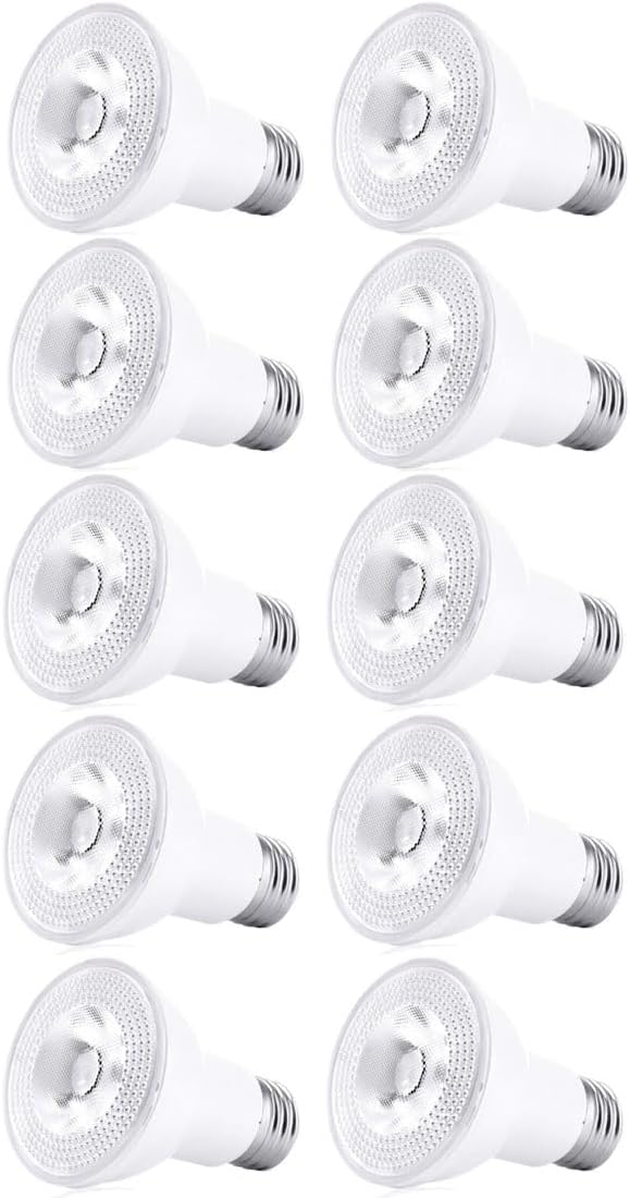 PAR20 LED Bulbs, 4000K Cool White Flood Light CRI90 50W Equivalent 7W, Dimmable, 550 Lumens, E26 Base (10)