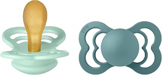 BIBS Pacifiers - Supreme Collection | BPA-Free Baby Pacifier | Made in Denmark | Set of 2 Nordic Mint/Island Sea Color Premium Soothers | Size 6-18 Months