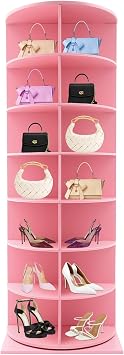 Rotating Shoe Rack Tower, 7 Tier Rotating Shoe Rack Tower 360 Free Standing Holds up to 24 Pairs of Shoes Suitable for Corridors, Living Rooms, Entrance Halls 7 Tier, Pink