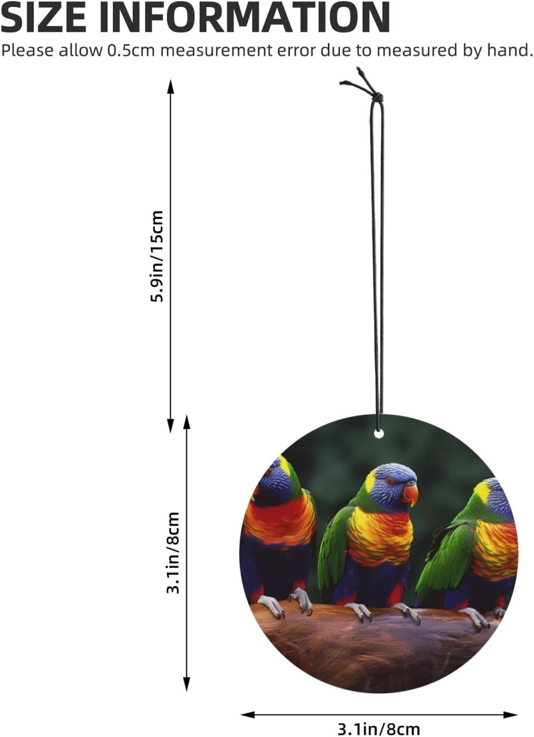 Car Air Freshener 24 PCS Rainbow Parrots Hanging Car Air Fresheners Auto Interior Decor Card Freshener Strong Scented Card Lavender Cars Scents for Office Bedroom Close Drawer Round Shape