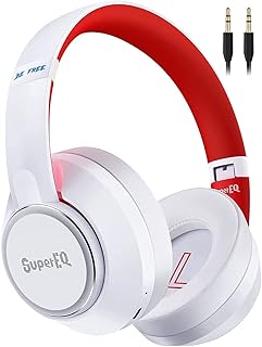Hybrid Active Noise Cancelling Headphones, SuperEQ S1 Wireless Headphones Over Ear with Bluetooth 5.0, Transparency Mode, 45H Playtime, Hi-Res Audio, Connect to 2 Devices, with Built-in Mic (White)