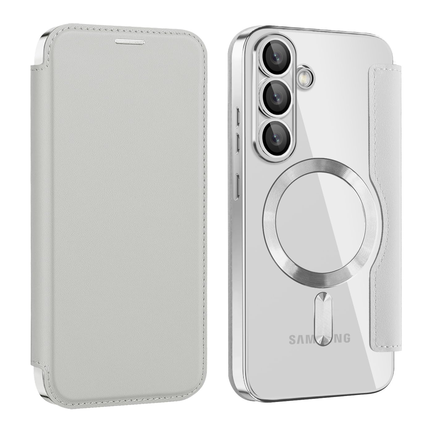 Kanyaku Samsung GalaxyS25用のケース MagSafe対応 レンズ保護 ケース 手帳型 用 カバー 高級8P PUレザー ス マホケース スタンド機能 優しくて快適 カード収納付き 耐衝撃 ワイヤレス充電対応 薄型 軽量 スマホケース (JDPT-S25-hui)