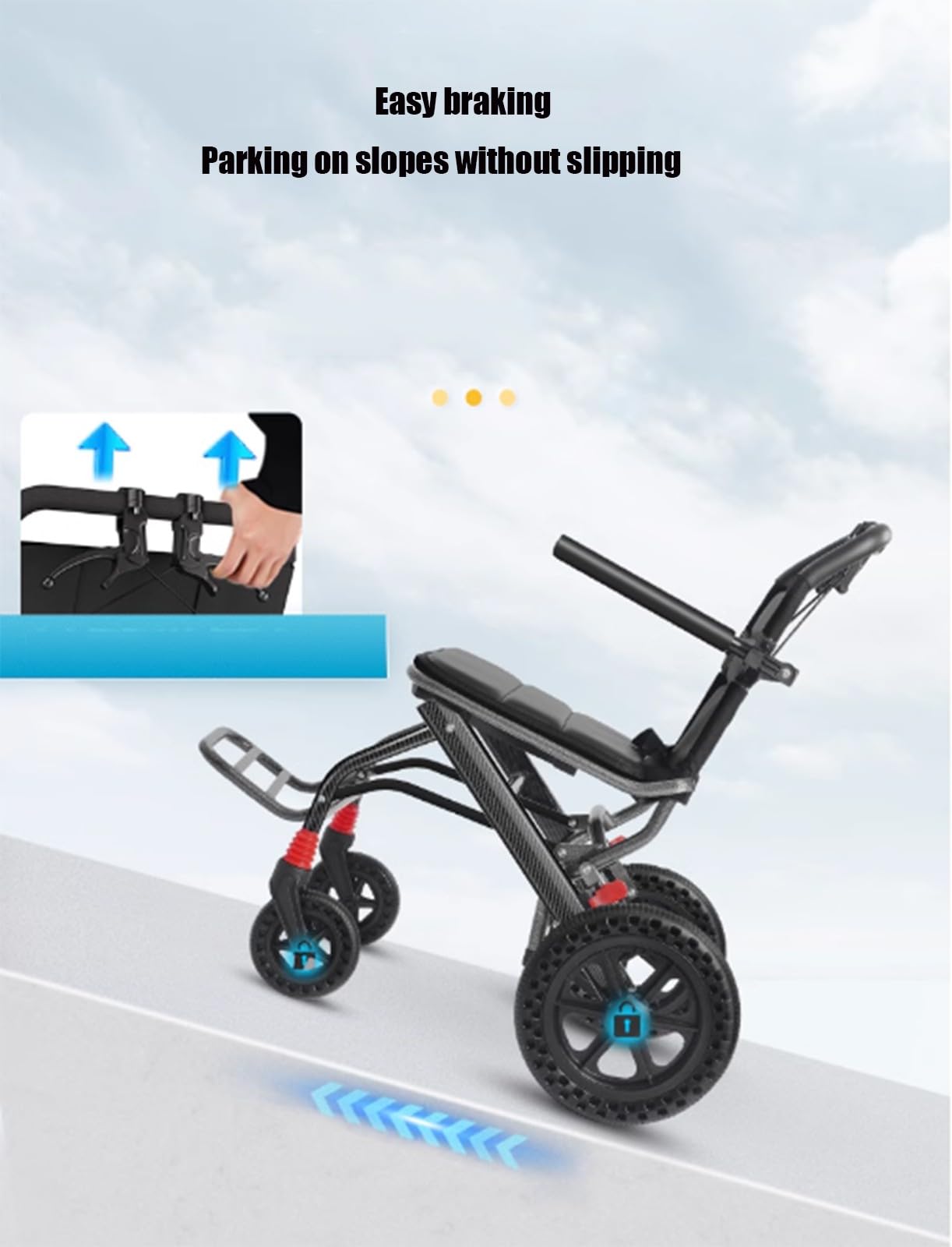 Silla De Ruedas Plegable De Viaje Silla De Ruedas De Tránsito Silla De Ruedas Plegable De Transporte Ligera, De Aluminio para Adultos Mayores hasta 100 Kg A