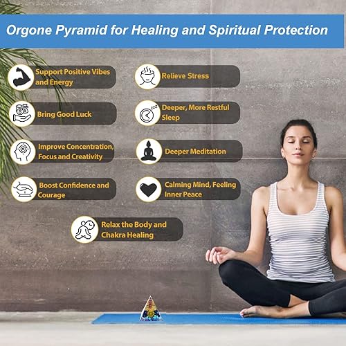 Miniatura 3 de SENMONUS Pirámide de orgón de cristal citrino para riqueza y éxito, cristales curativos de orgonita y piedras pirámide para meditación de chakras de