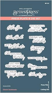 Spellbinders BP-212 Cheers Sentiments Press Plate & Die Set from The Happy Hour Collection