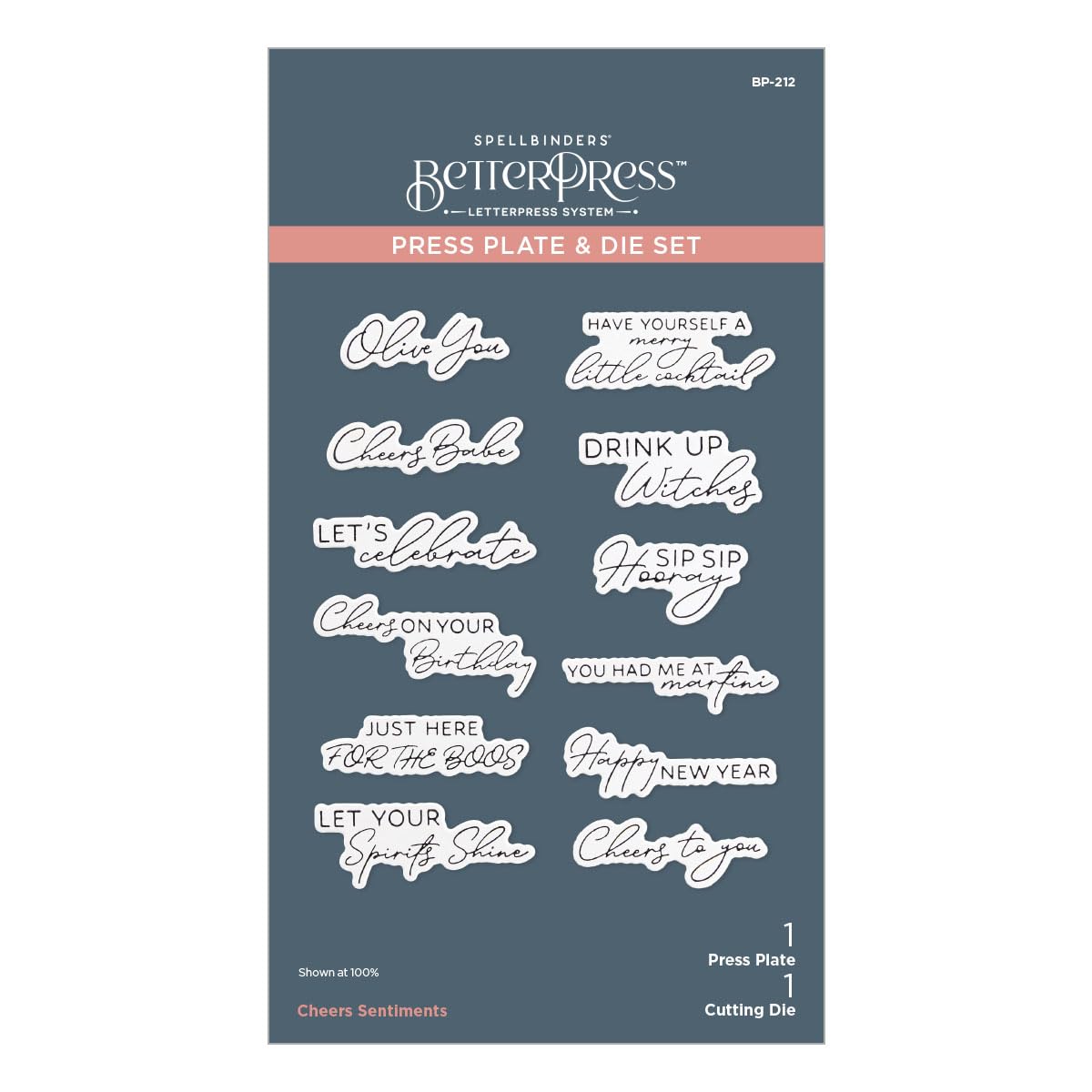 BP-212 Cheers Sentiments Press Plate & Die Set from The Happy Hour Collection