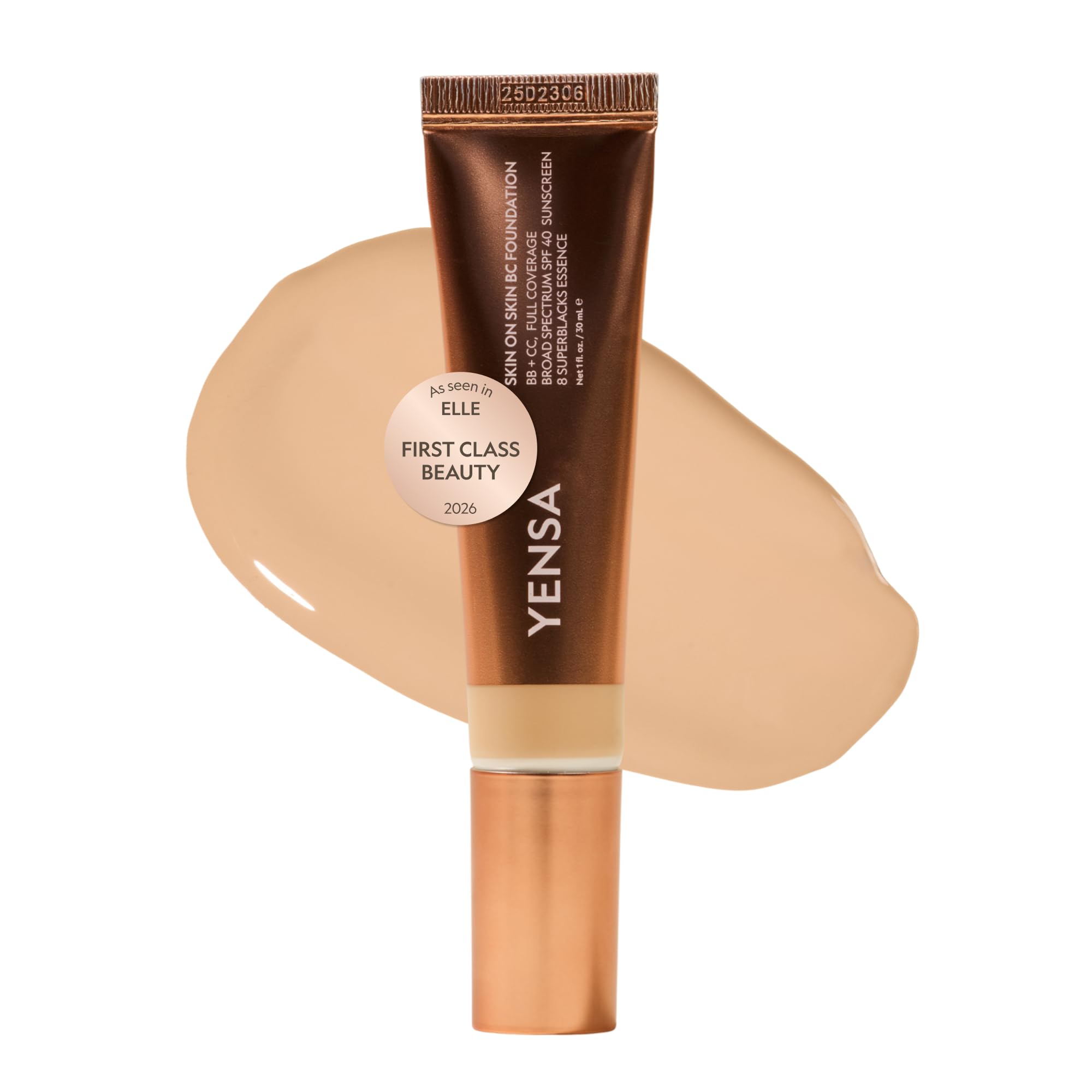 YENSA BC Foundation - Full Coverage Foundation, CC & BB Cream In One with SPF 40 - Enriched With Hyaluronic Acid & Peptides to Hydrate & Firm Skin - Korean Skin Care Makeup - Light Medium (1 oz) 1 Ounce (Pack of 1) Light Medium