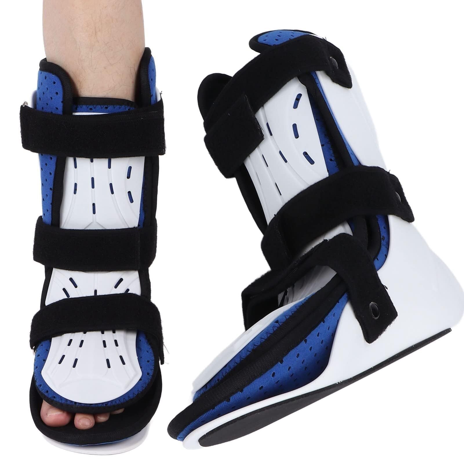 Bota de soporte para fracturas - Ortesis de tobillo y pie caído (AFO), estabilizador de fijación de tobillo con placa de protección frontal, férula ortopédica para lesiones de tobillo y pie, esguinc