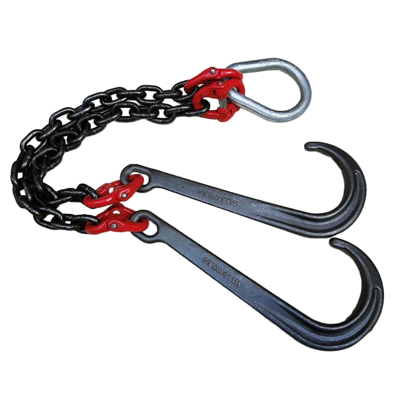 GUODDM Obstacle car J Type Hanging Chain Hook, 5T Long Shank J Hook, Transport Tow Chain Galvanized Safety Hook For Car Wrecker Recovery Breakdown car(Double chain+double hook)