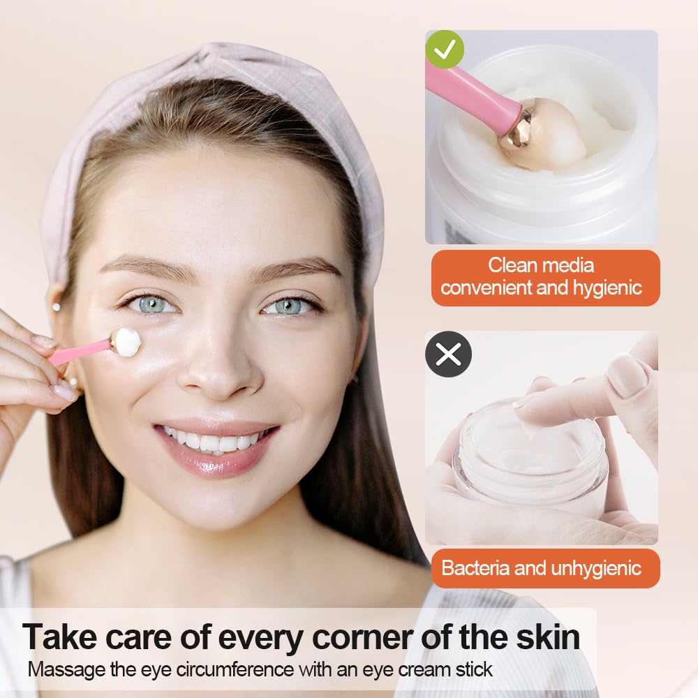 3D-Gesichtsmassagegerät, Gesichtsroller mit Eiskugel, Augen- und Gesichtsmassagegerät, zur Entspannung und Linderung im Gesicht, Hautpflege für Frauen und Mädchen, Roségold
