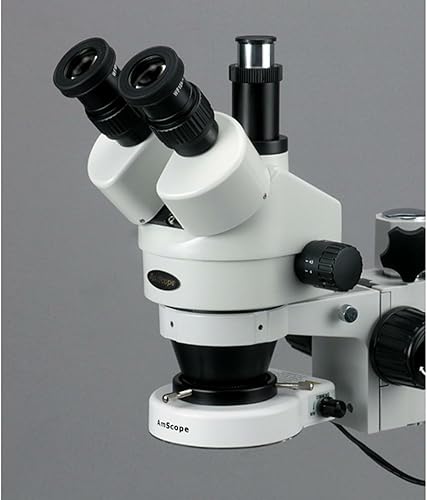 Miniatura 4 de AmScope SM-3TX-80S Microscopio de zoom estéreo trinocular profesional, ocular WH10x, aumento de 3.5X-45X, objetivo de zoom 0.7X-4.5X, anillo de luz
