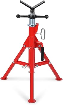 28-52 Inch V Head Pipe Jack Stand, Adjustable Height, 2500 Lb Load Capacity, Heavy Duty Carbon Steel Body, Steel Jack Stands with Portable Folding Legs