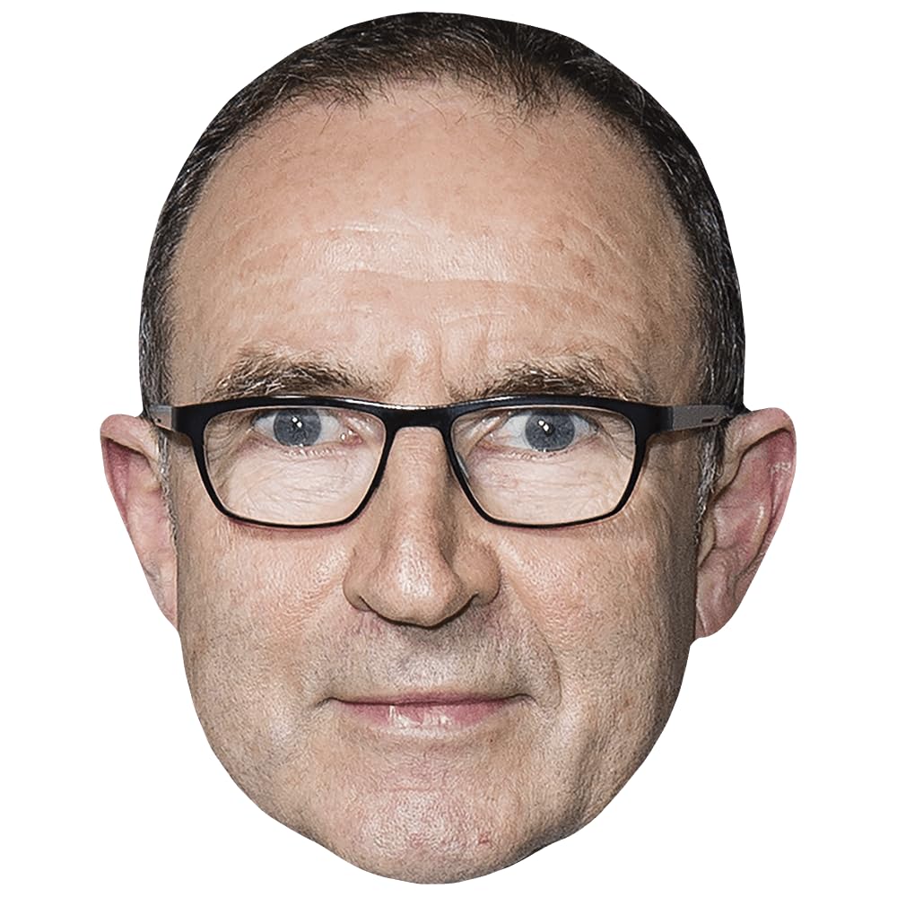 Celebrity Cutouts Lifelike Martin O’neill (Glasses) Celebrity Mask, Flat Card Face, Fancy Dress Mask