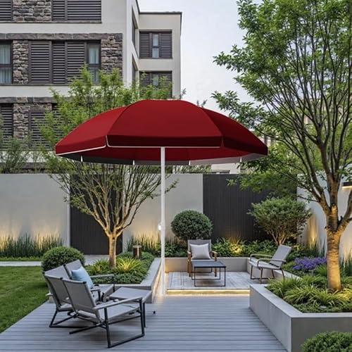 Parasol rond réglable de 3 m pour restaurant, terrasse, plage, balcon, jardin, protection solaire et ombre - Bordeaux