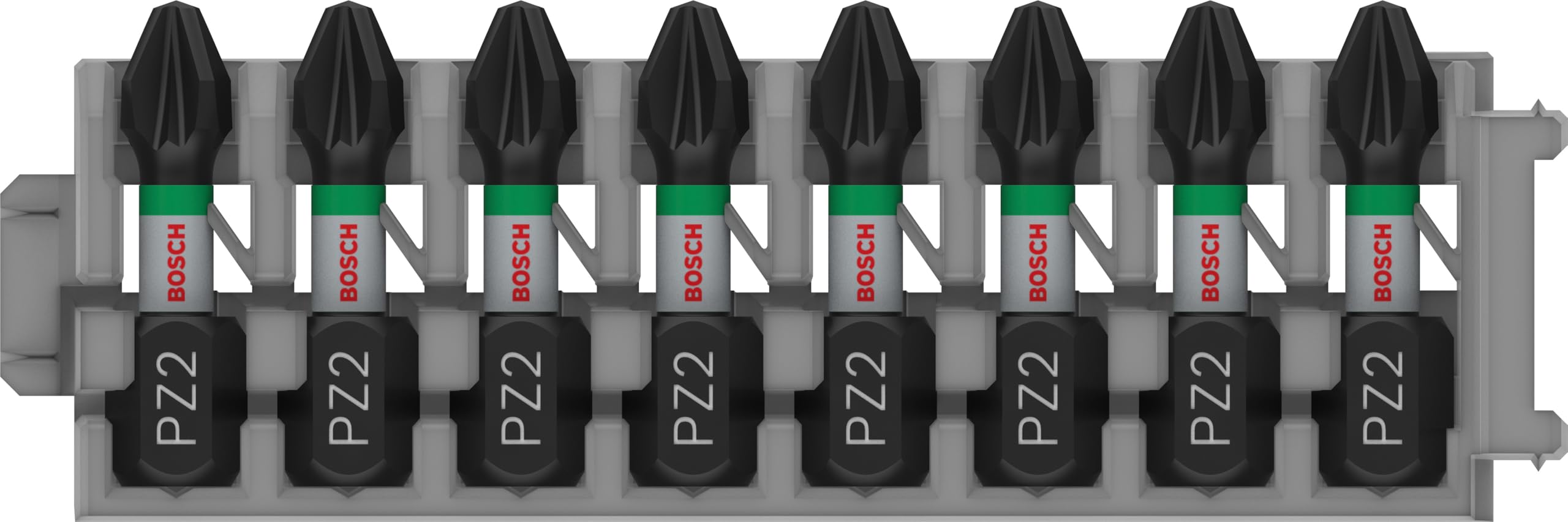Bosch Professional Accessories 8tlg. Schrauber Bit Set Kreuzschlitz (Impact Control, PZ2 Bits, Länge 25 mm, Pick and Click)