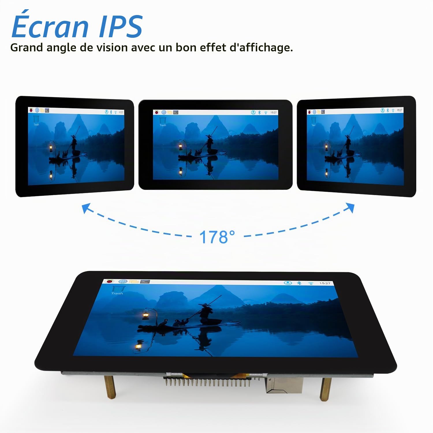 Freenove 7 inch Touch Display for Raspberry Pi 5 4 B 3 B+ A+, 800x480 Pixel IPS Monitor, 5-Point Capacitive Touchscreen, Driver-Free MIPI DSI Port