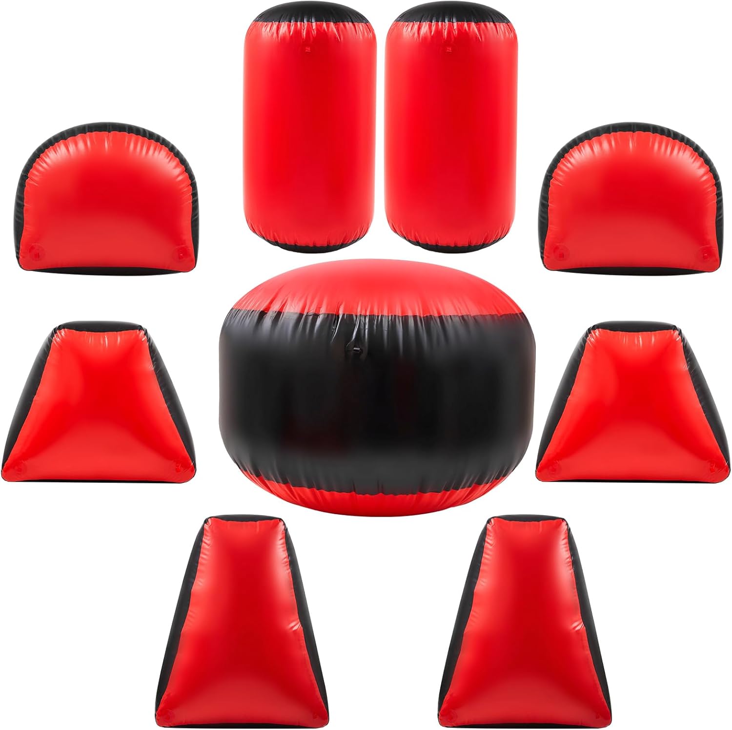 Soulchen 9 Pieces Inflatable Paintball Obstacles Air Bunker Set for Cs Archery Tag Shooting Airsoft Archery Laser Tag Soft Foam Rifle, Water Gun