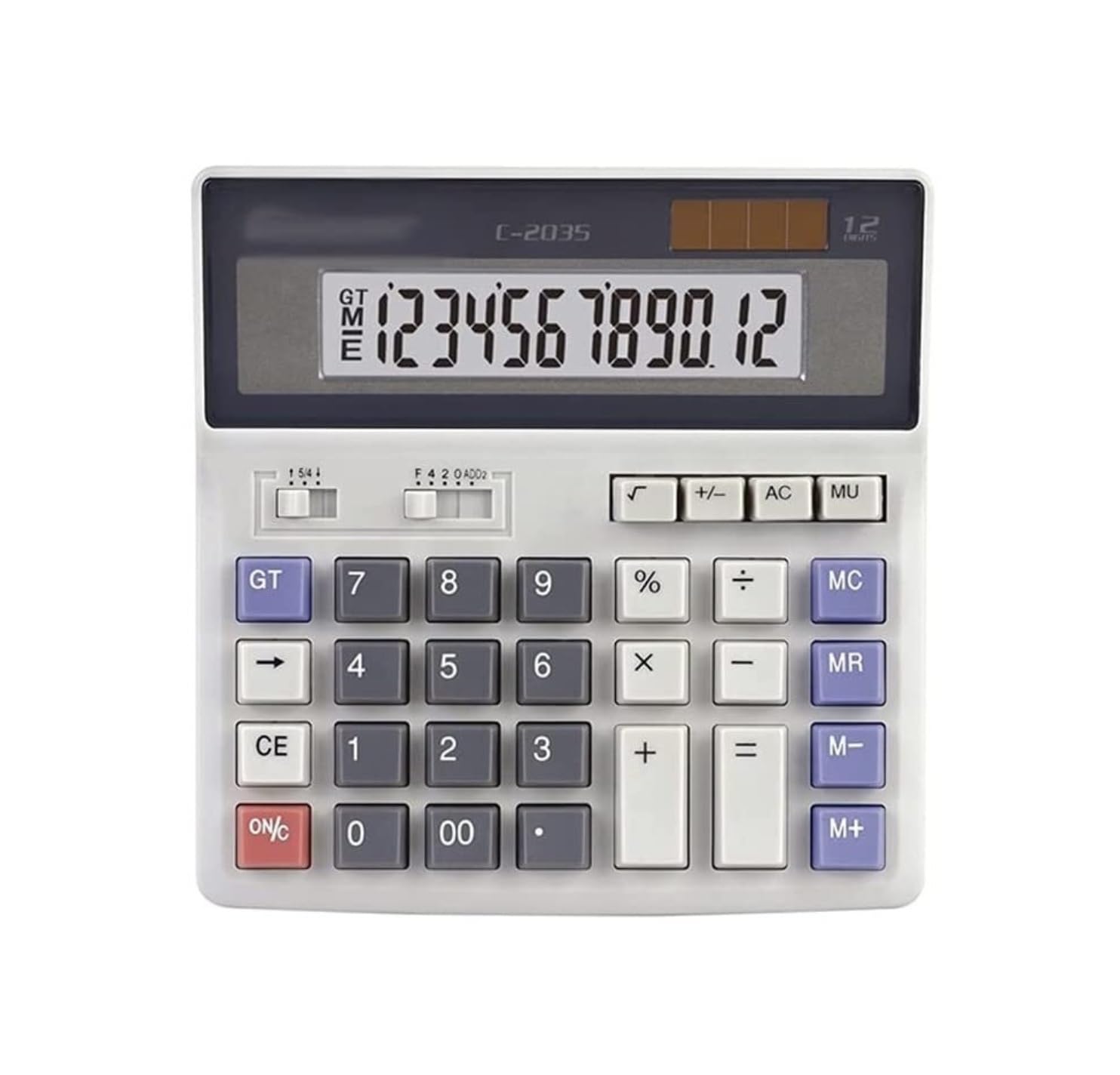 Calcolatrice per Ufficio Calcolatrice Elettronica da Tavolo A 12 Cifre, Tasti della Tastiera, Ampio Display LCD, Batteria Solare, Doppia Alimentazione Scuola