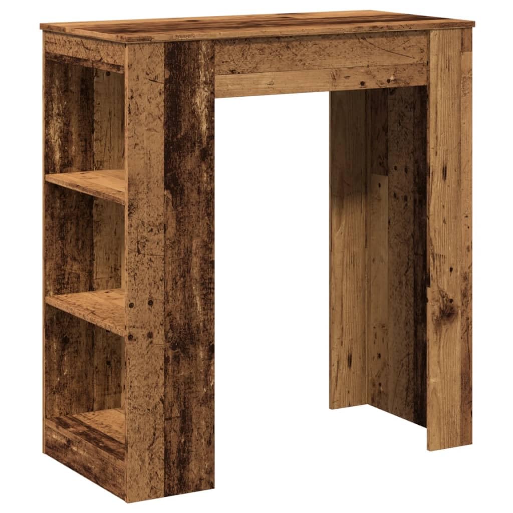 Table de bar avec étagère bois vieilli mange-debout cuisine îlot