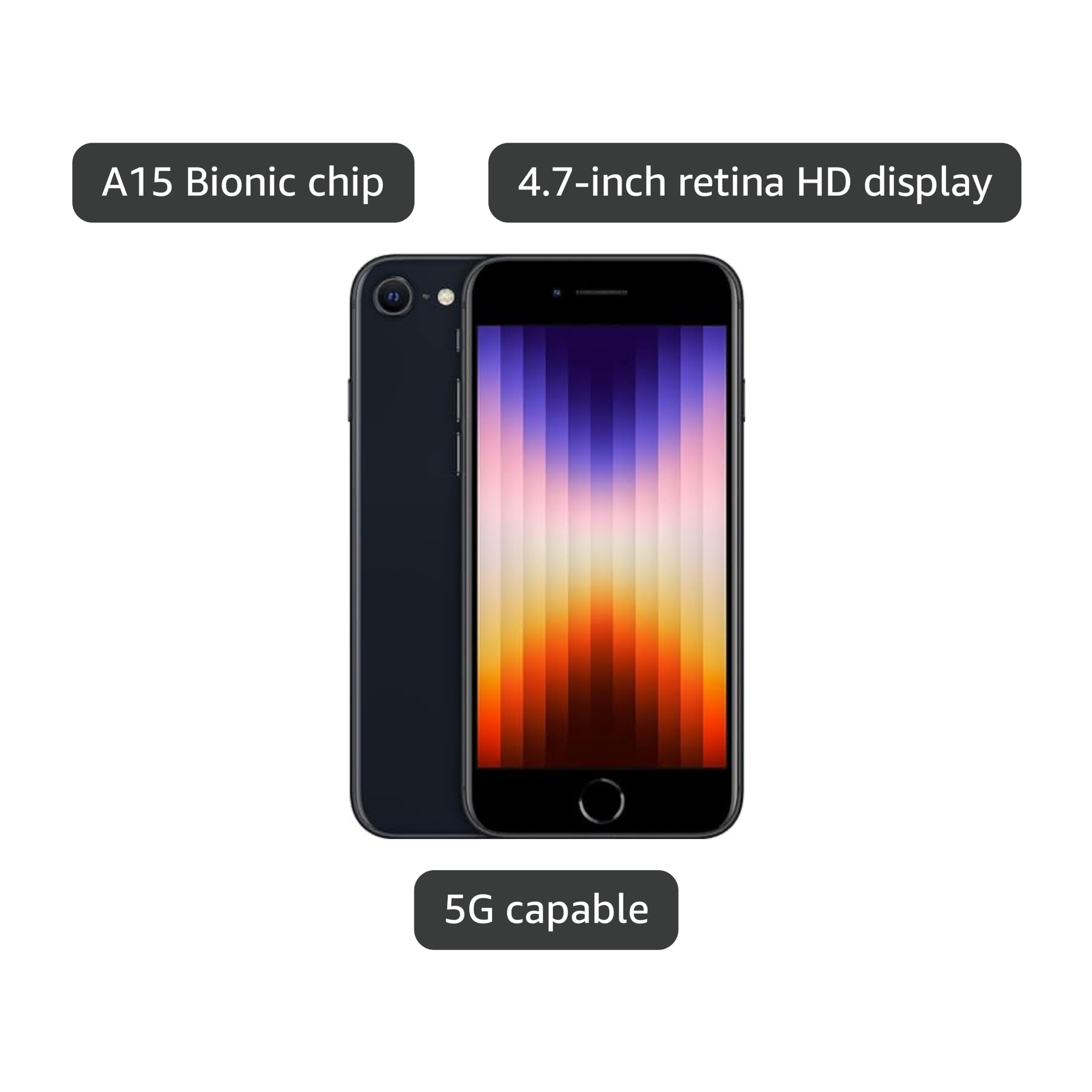 Amazon.com: Apple iPhone SE 3rd Gen, 128GB, Midnight - T-Mobile Amazon.com: Apple iPhone SE 3rd Gen, 128GB, Midnight - T-Mobile