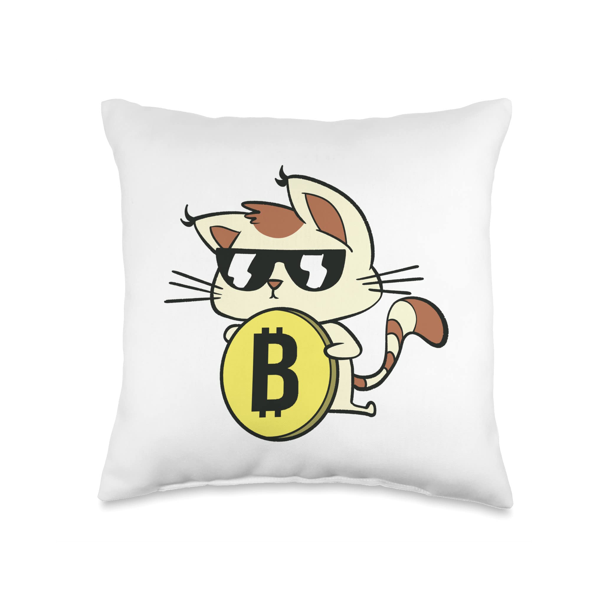 Amazon.com: Bitcoin Cat with Sunglasses Cute Cats BTC Crypto Throw Pillow :  Home & Kitchen