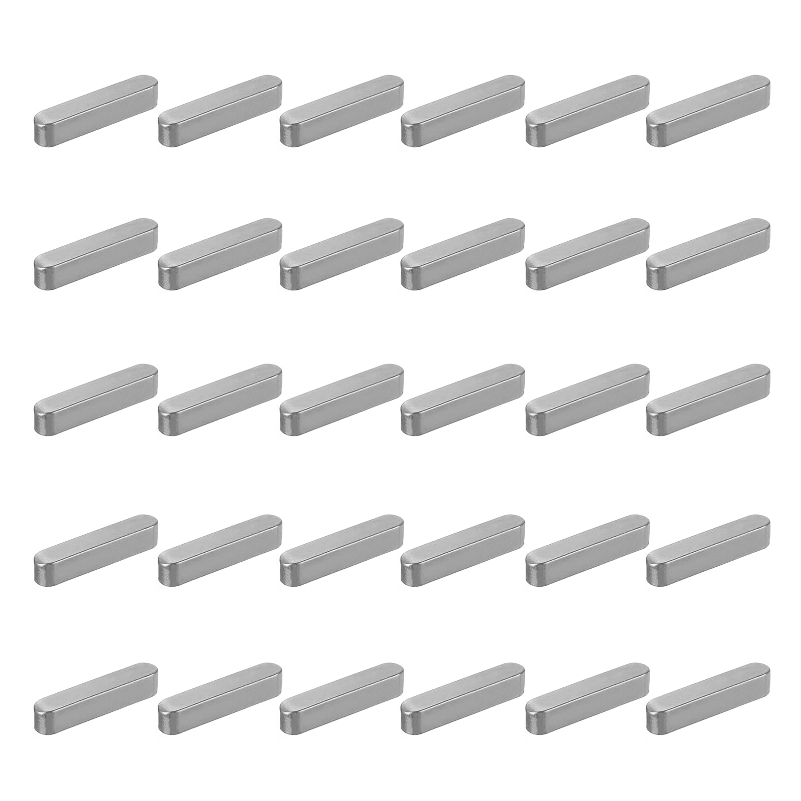 sourcing map 30 Pcs Round Ended Feather Key, 30x6x6mm Carbon Steel Drive Shaft Parallel Keys Keyway Stock Assortment for Mechanical Fasteners Industry