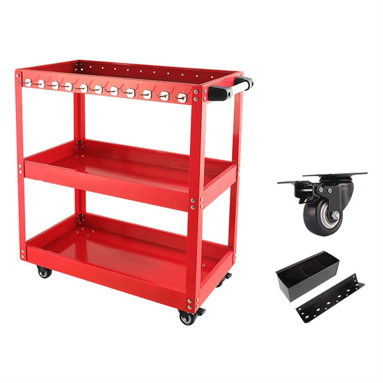 Tool Cart Rolling Tool Cabinet with Wheels, Mechanical Workshop Tools Organizer, Organizers Garage S System,Red Parts Box Slot