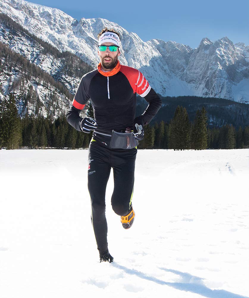 Nortec Trail Sensitive Made in Italy per Winter Running invernale su Ghiaccio e Neve, Cintura Elasticizzata per Corsa con Tasche, S
