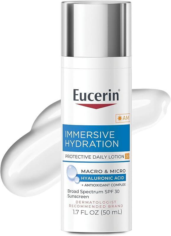 Immersive Hydration Daily Face Lotion SPF 30, 1.7 FL OZ | Lightweight Face Moisturizer with Hyaluronic Acid, Improves Look of Fine Lines and Wrinkles, Non Comedogenic, Fragrance Free