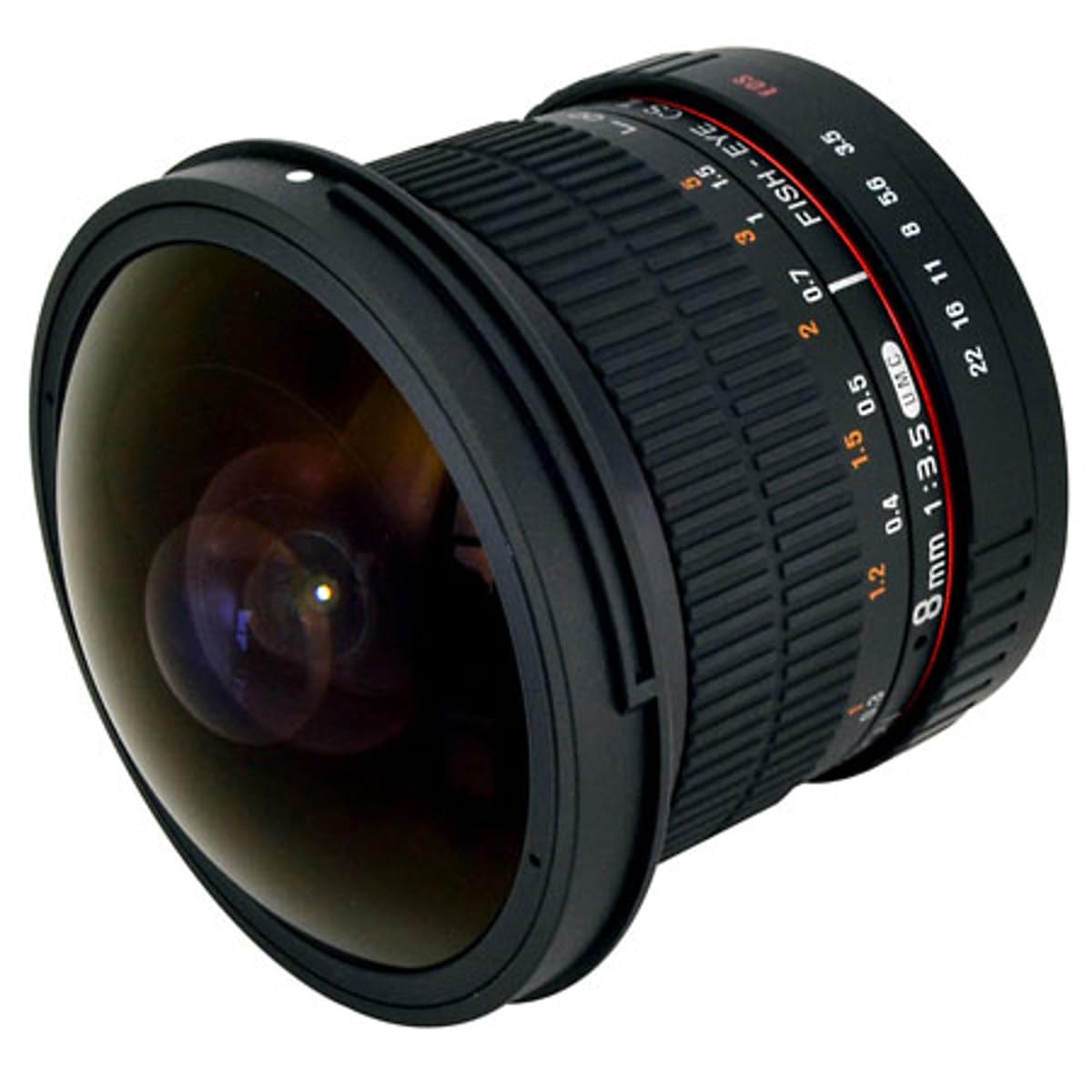 Rokinon Lente olho de peixe 8 mm f/3.5 HD com capuz removível para Canon EF