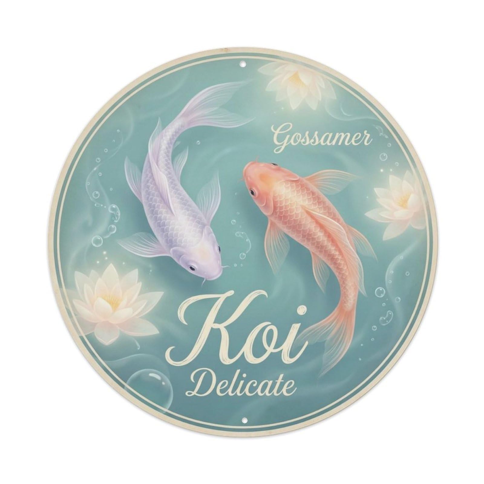 Tgrcjimh Style Metal Tin Sign Koi Fish Gossamer Delicate Wispy Light Ethereal Waters