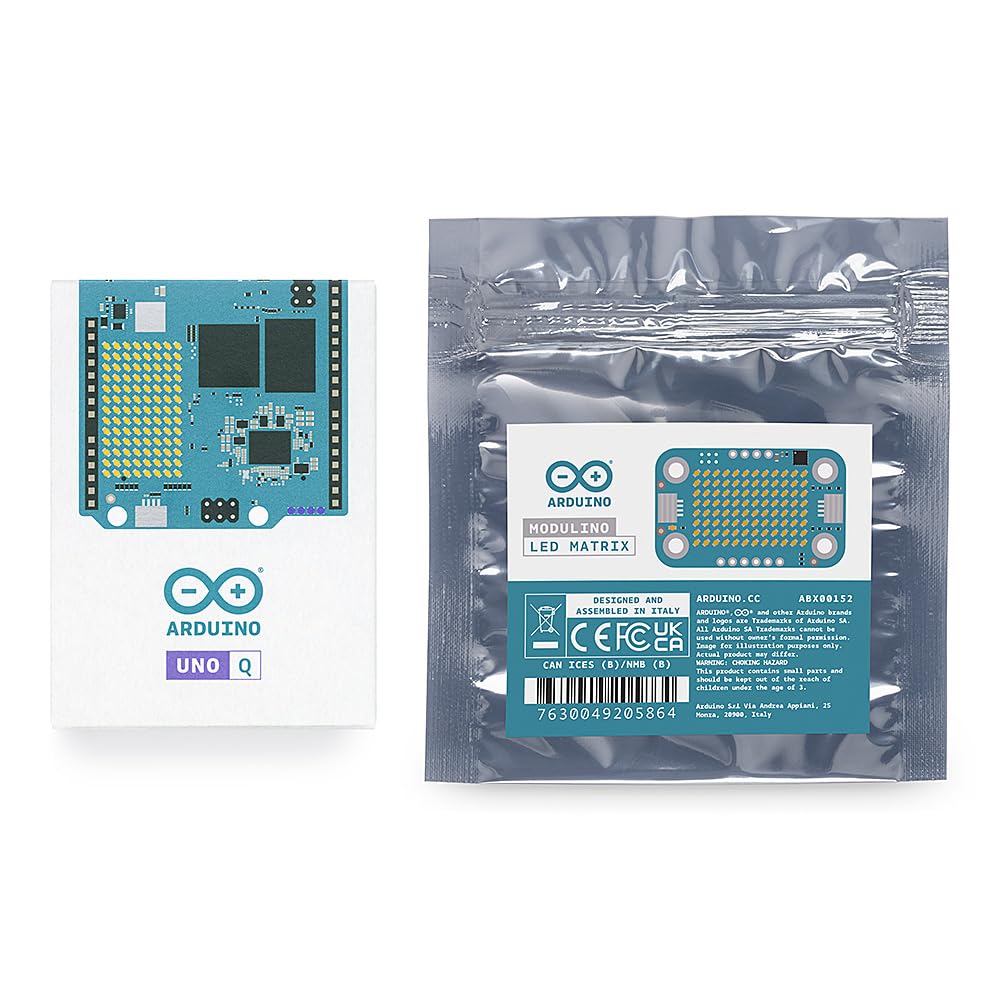 Arduino UNO Q 4GB + Modulino LED Matrix - Bundle Plug-and-Play Qwiic LED Matrix per IA, IoT, Robotica e Prototipazione