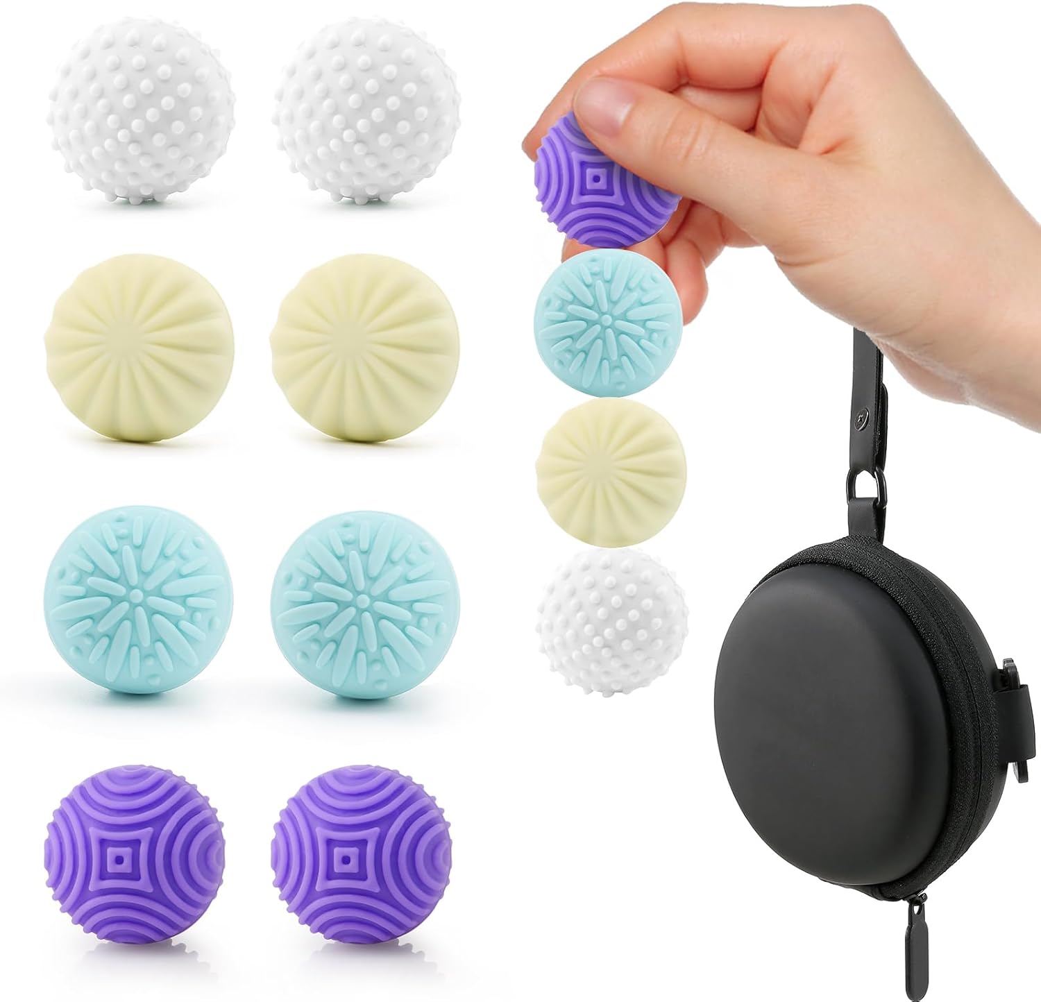 Magnetic Silicone Fidget Balls 8-Pack – Silent, Stress Relief Toys for Adults & Teens (14+) with 4 Textures, Focus & Anxiety Relief, Ideal for Desk & Travel – Soft, Tactile & Relaxing Fidget Toys