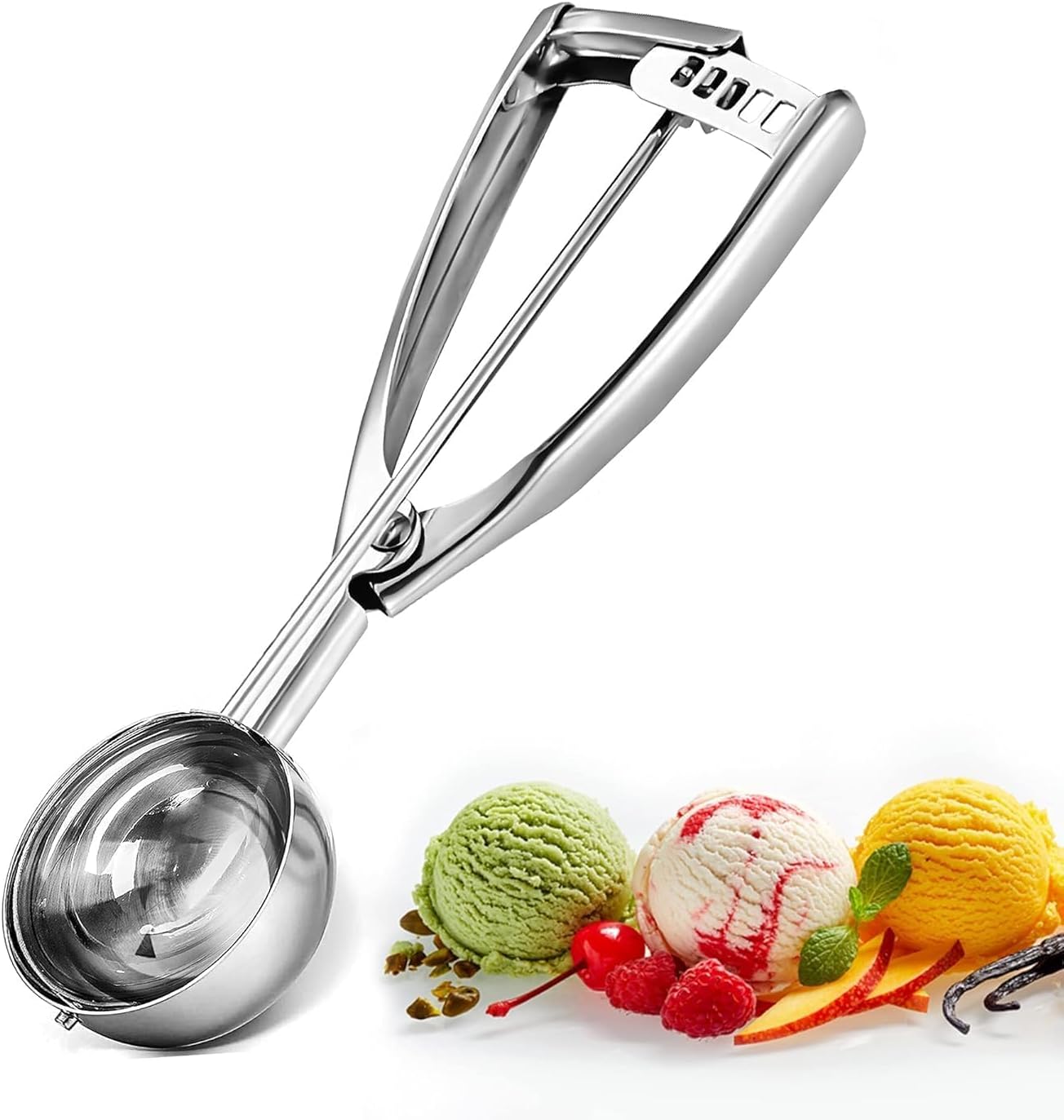 Ice Cream Scoops with Easy Trigger - Large Sized 304 Stainless Steel Cookie Scoop for Meatballs, Mellon Balls, Mashed Potatoes and Muffins