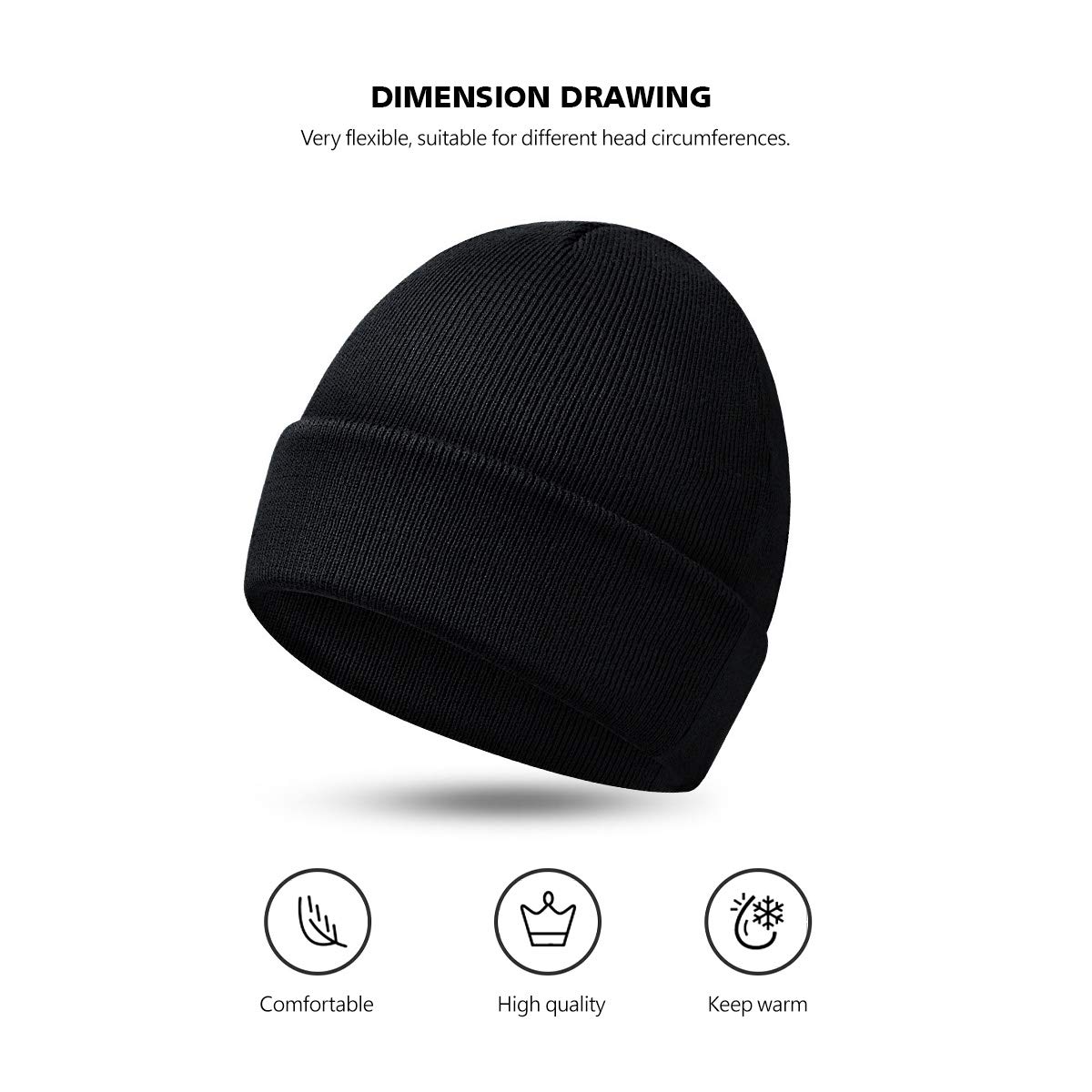MOBIUSPHY Cappello Uomo Donna Cappelli Unisex Berretti Invernale Beanie Cuffia Uomo Hat Maglia Caldo Cappello Nero Moderno Adulto Inverno per Sci/Bici/Moto