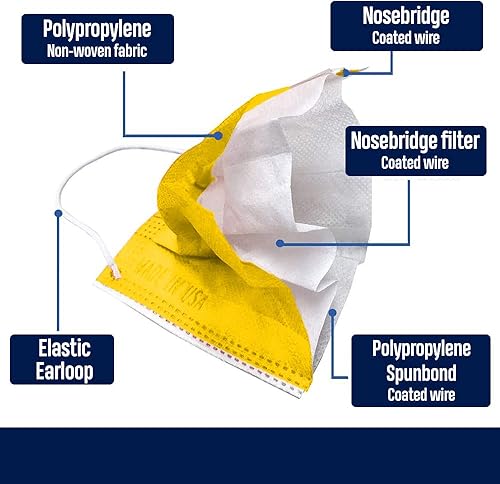 Miniatura 5 de LYTIO Mascarilla desechable de 3 capas para adultos, unisex, no tejida, con material transpirable y puente nasal ajustable, fabricada en Estados