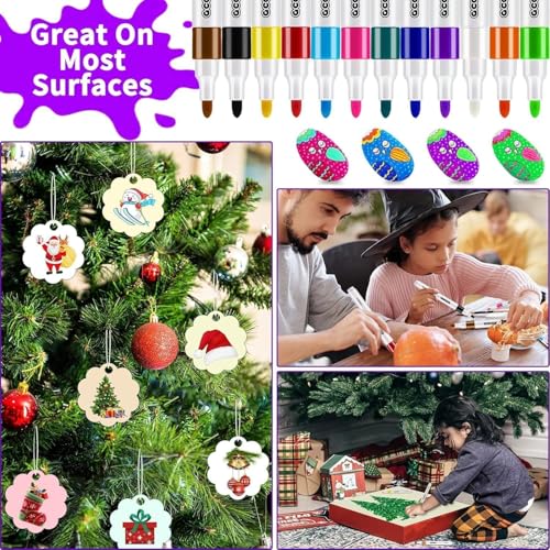Image of BOLT BEE Acrylic Paint Markers with Brush Tips, Quick-Drying Waterproof Ink for Rock, Plastic, Wood, Canvas, Glass, Ceramic, Metal Art Crafts Projects (80 Color Acrylic Marker)
