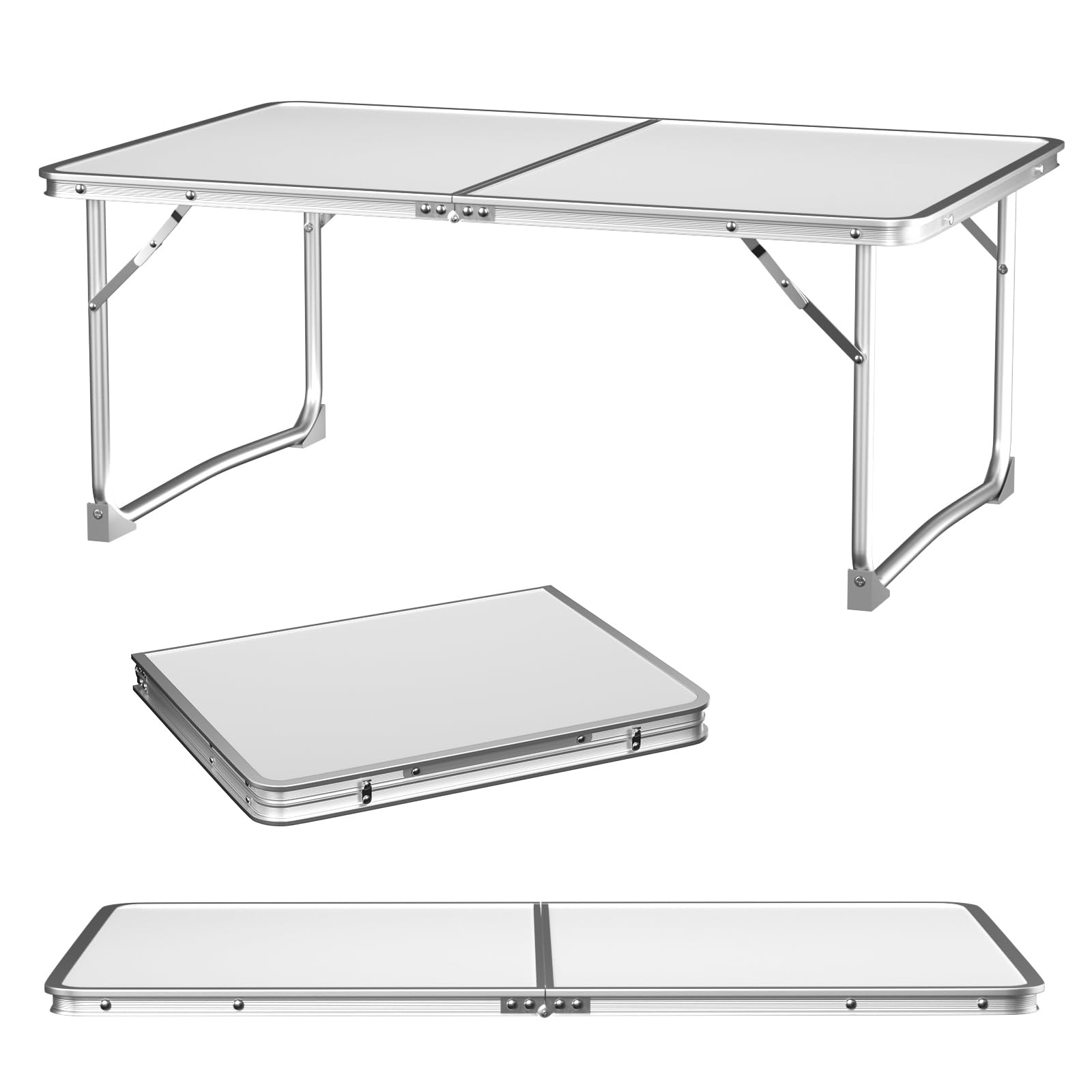 AutoBaBa Folding Table, Heavy Duty Portable Table, 60x40x26cm, with Durable Aluminium Frame and Handle, Indoor Outdoor Garden Catering Foldable Table for Party Dinner Picnic BBQ Camping