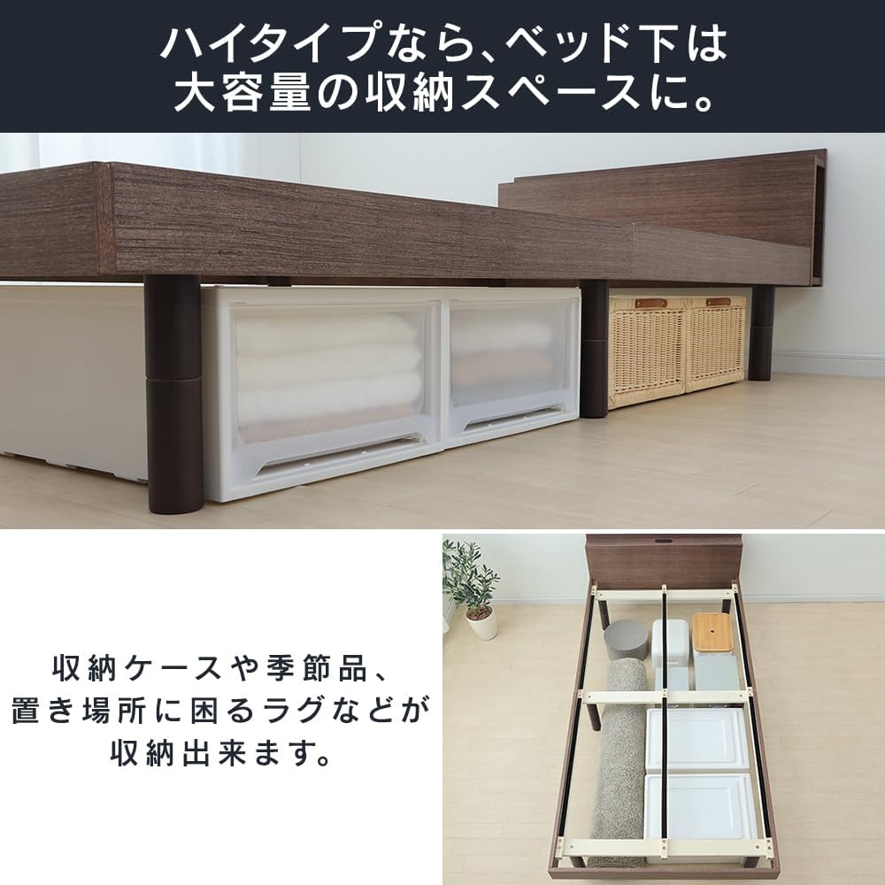 アイリスプラザ ベッド ベッドフレーム 棚付き 2口コンセント ブック