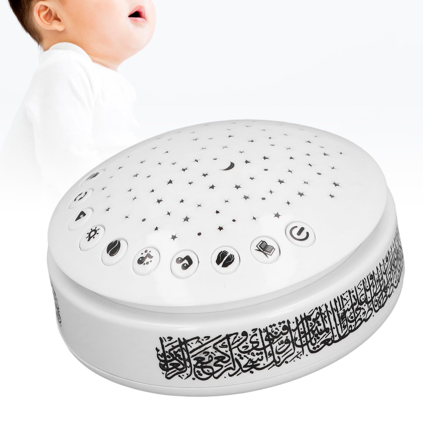 OPPWONG Kids Night Light Projector, Modern Starlight Projector with 9 Lullabies, Adjustable Volume & Brightness, Battery Operated, White