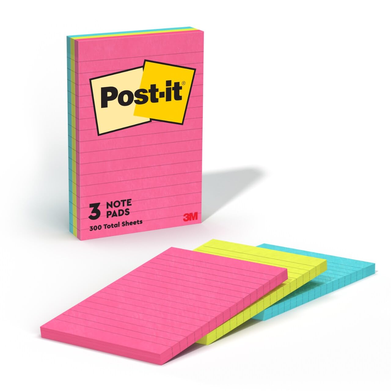 Post-it Notes, 4x6 in, 3 Pads, Poptimistic Collection, Bright Colors (Magenta, Pink, Blue, Green) (660-3AN)
