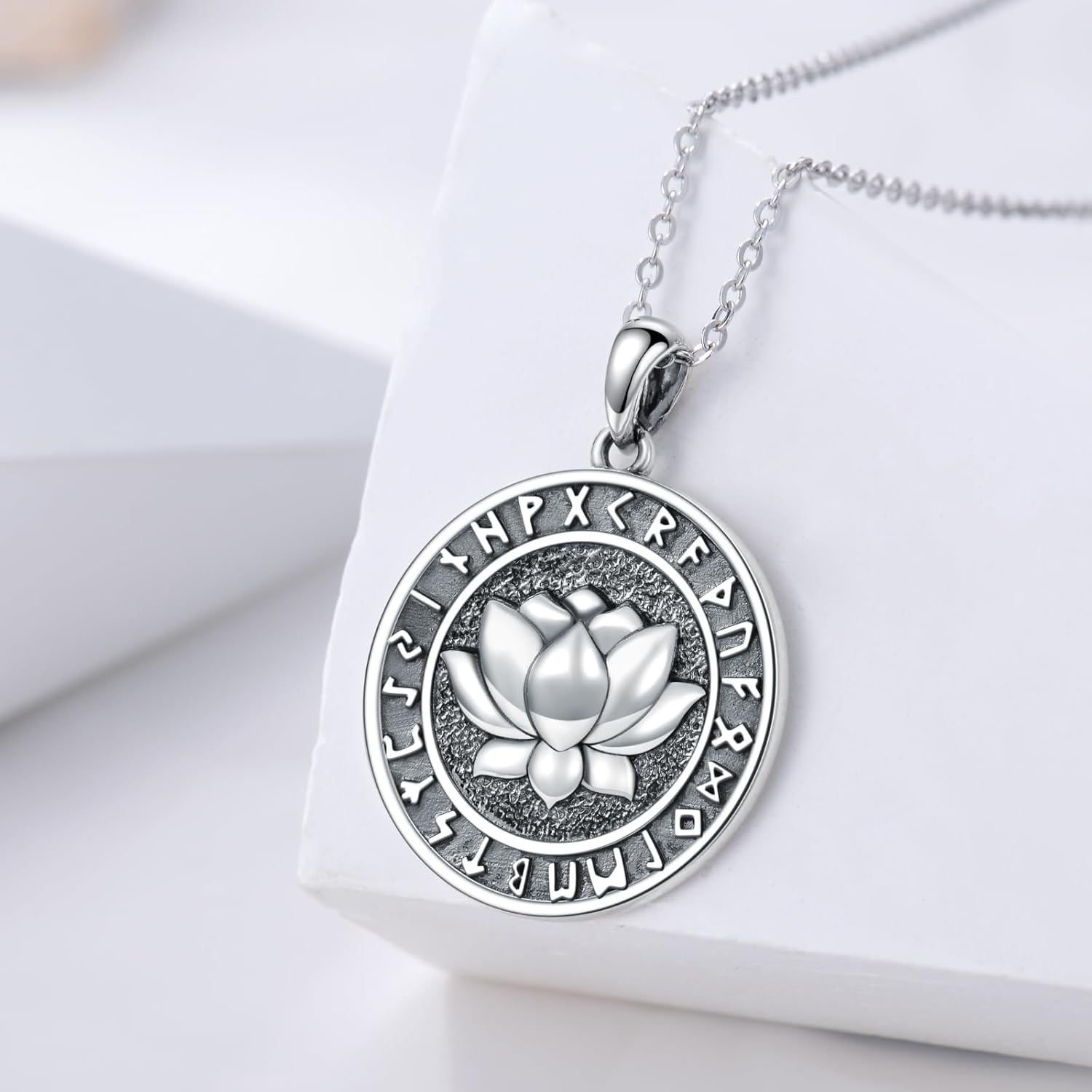 Lotus Necklace 925 Sterling Silver Viking Pendant Norse Jewelry Gifts for Women Men - Image 4