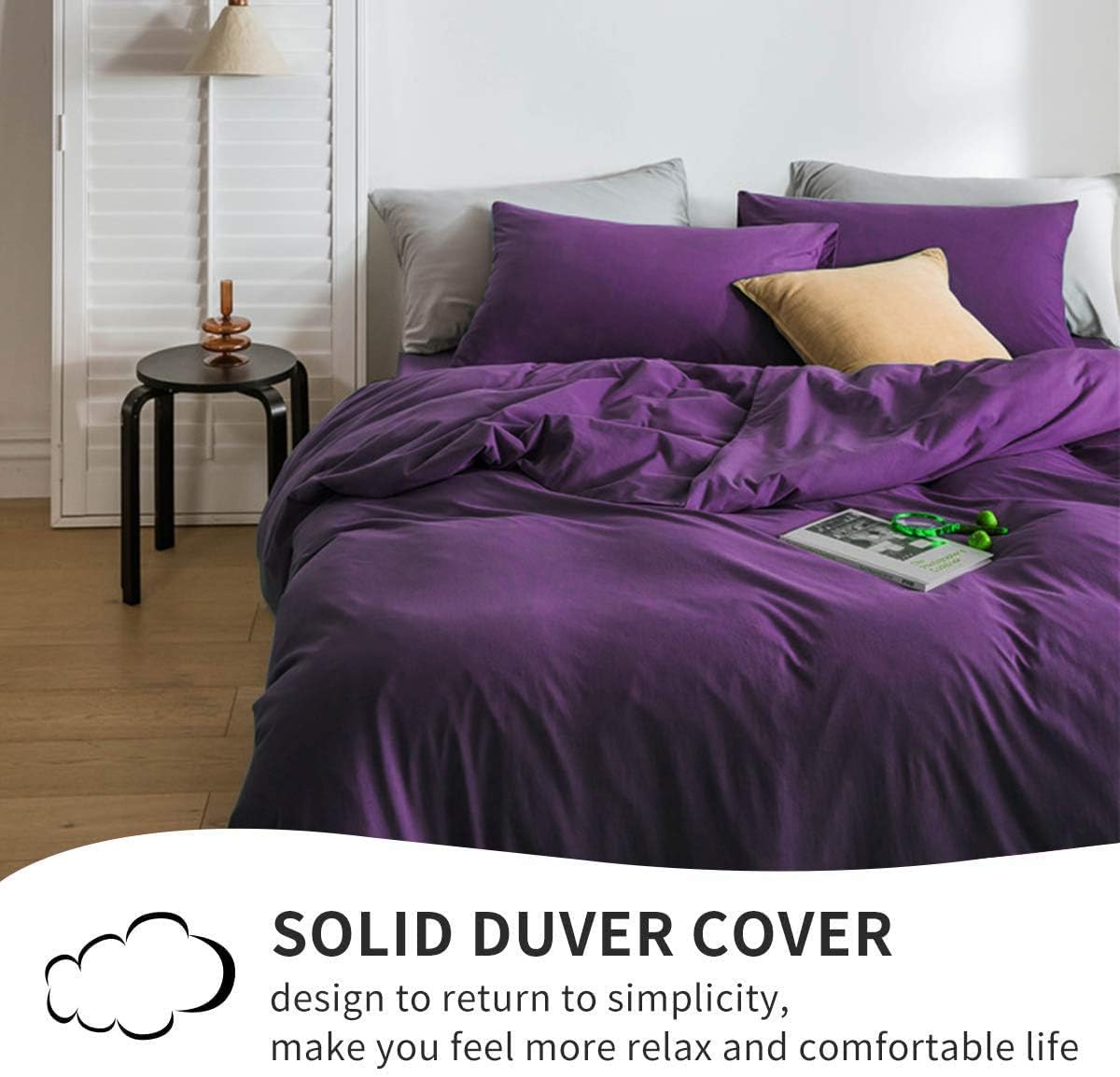 RUIKASI Purple King Size Duvet Cover Sets Bedding Set, Purple Duvet Cover Kingsize Bed Set including Zip - Image 3