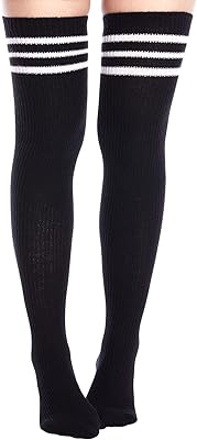 Moon Wood Women Thigh High Socks Long Over the Knee High Socks Striped above the knee Leg Warmers