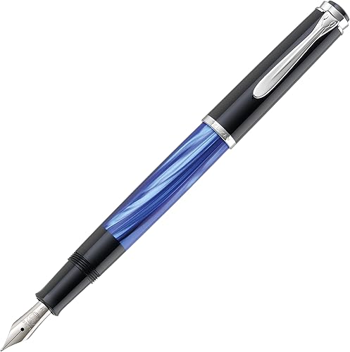 Pelikan Classic M205 - Pluma estilográfica con relleno de pistón, mármol azul, punta extrafina