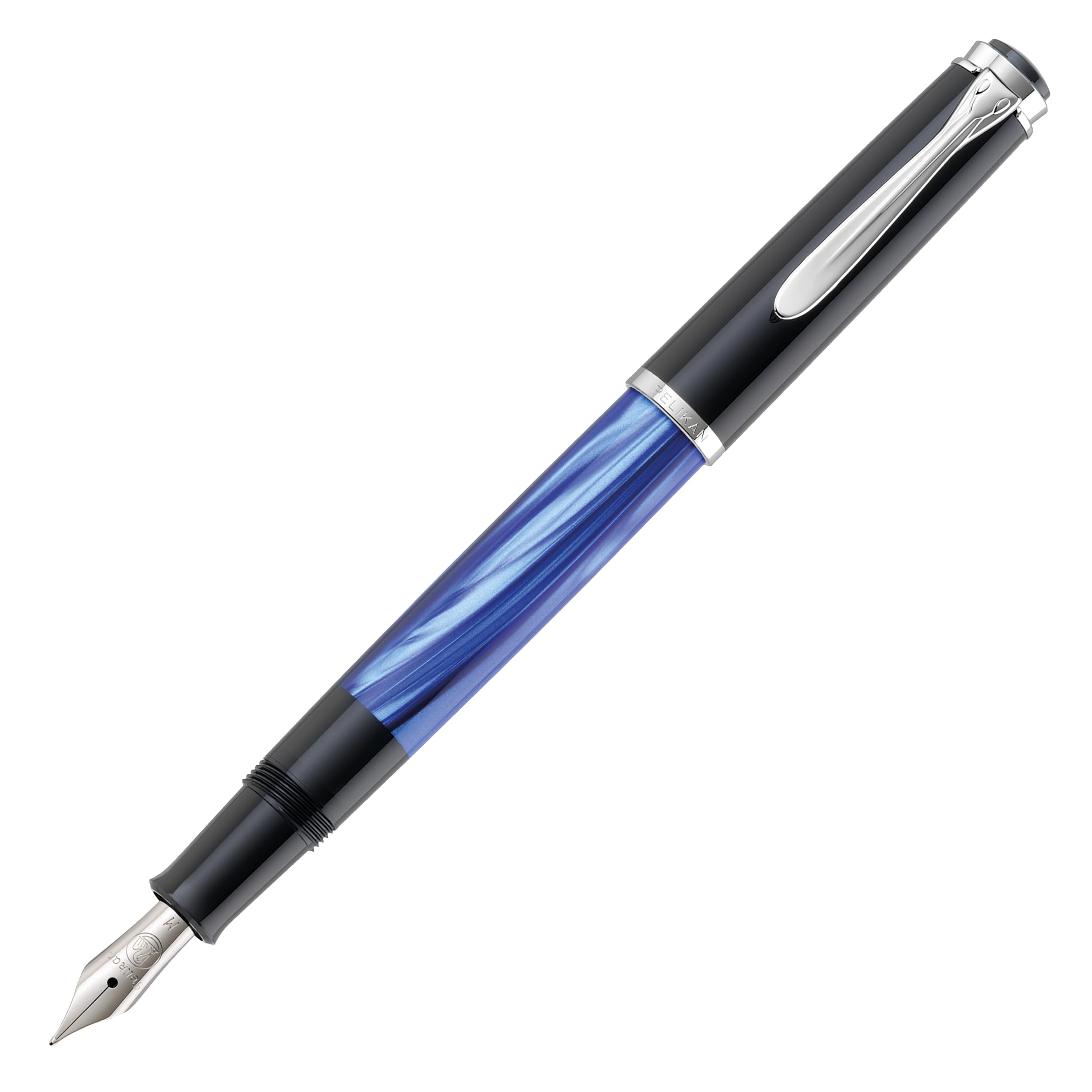 Classic M205 Fountain Pen, Blue Marble, Chrome Trim, 801973