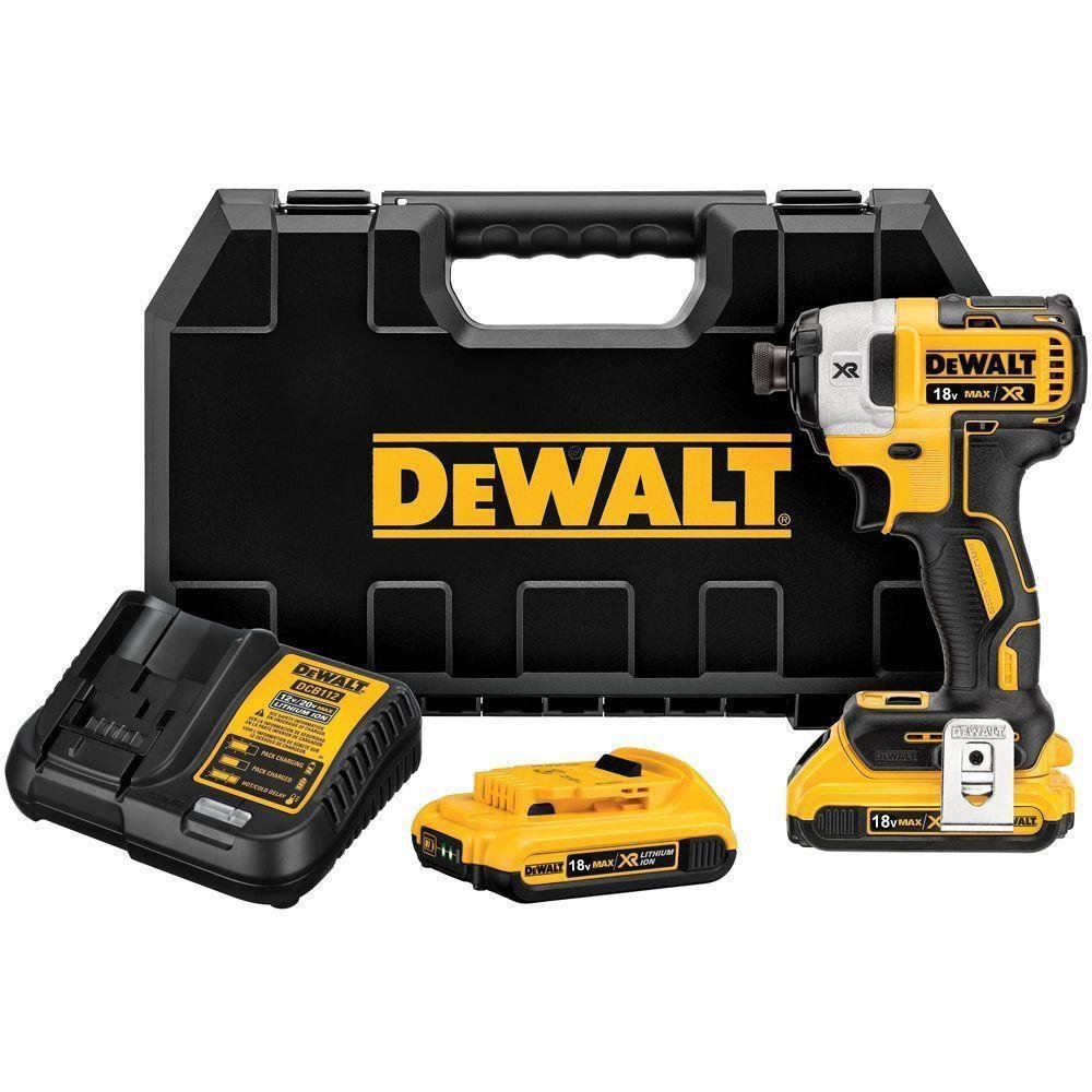 DEWALT Visseuse à chocs Brushless + 2 batteries 18V 2Ah Li-ion + coffret Tstak DCF887D2-QW. Noir/Jaune