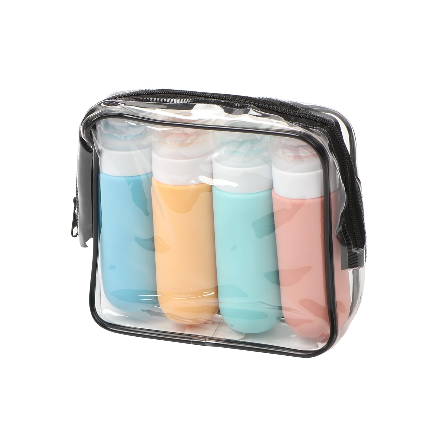 BEPER C302AAC010 Set of 90 ml Silicone Travel Bottles (4 Pieces) Shampoo and Cream Containers with Transparent Case, Leakproof, Ideal for Airplanes and Gym — view 5