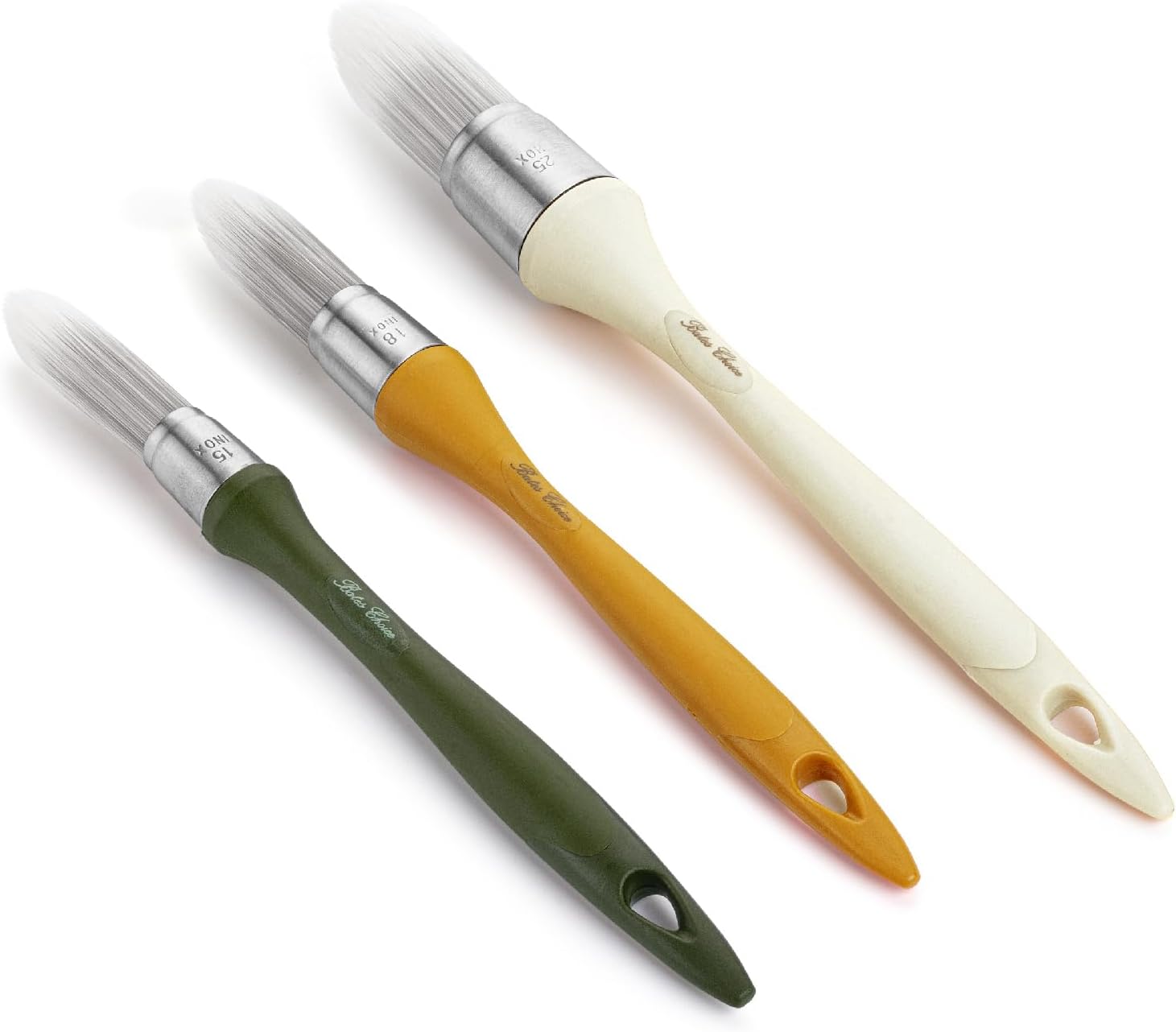 Bates- Trim Brush Set, 5/8”, 3/4” and 1”, Trim Paint Brush, Small Paint Brush, Trim Brushes for Painting, Natural Vintage Colors Paint Brushes